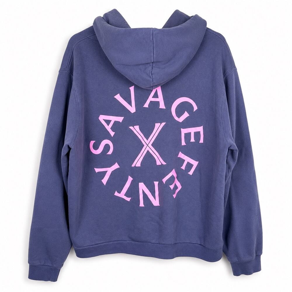 Savage X Fenty Oversized Graphic Hoodie Purple Pink Logo Pullover Size 2X